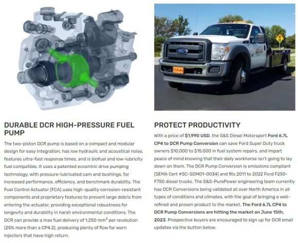 6.7 Powerstroke CP4 to DCR Pump Conversion S&S 6.7F-DCR-1
