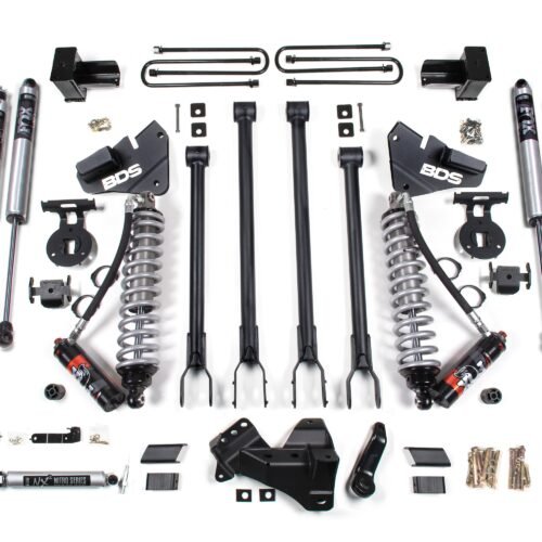 17-19 Ford F-250/F-350 4WD 4 Inch 4-Link Suspension Lift Kit, 2 Inch Rear, Block, Diesel - 2 and 3 Leaf Main - Fox 2.5 Performance Elite Series C/O Front, Fox 2.0 IFP Performance Series Aux Front, Fox 2.0 IFP Performance Series Rear BDS Suspension