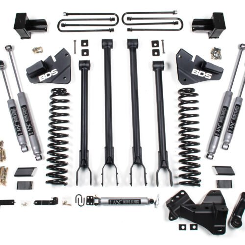 4 Inch Lift Kit 4-Link Conversion Ford F250/F350 Super Duty 17-19 4WD Diesel 5 Inch Block 3 Leaf Main NX2 Nitro Shocks