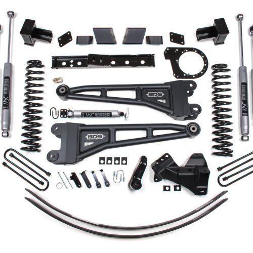 6 Inch Lift Kit w/ Radius Arm Ford F250/F350 Super Duty 17-19 4WD Diesel 5 Inch Block 2 Leaf Main Fox 2.0 Performance Shocks