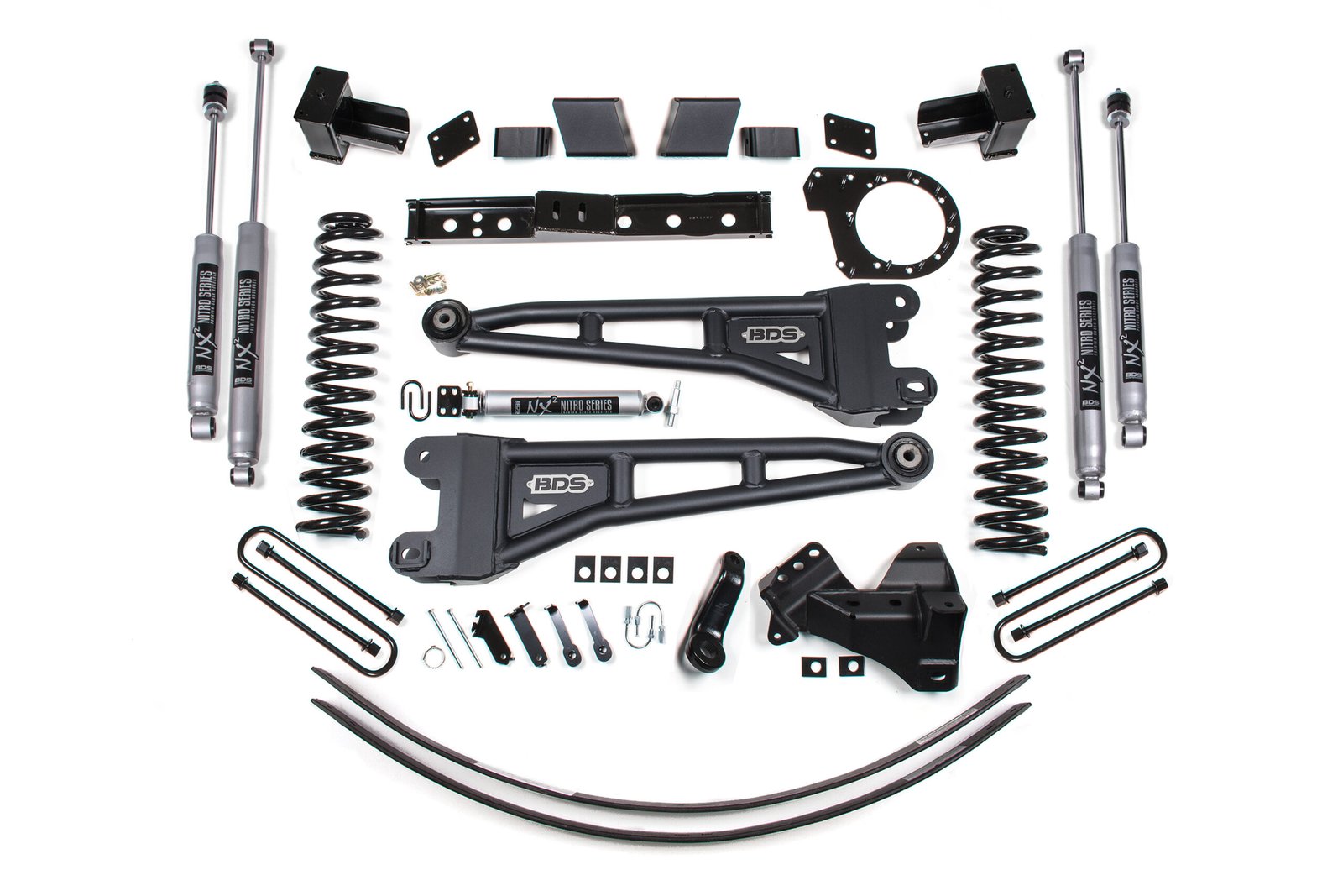 6 Inch Lift Kit w/ Radius Arm Ford F250/F350 Super Duty 17-19 4WD Diesel 5 Inch Block 3 Leaf Main Fox 2.0 Performance Shocks