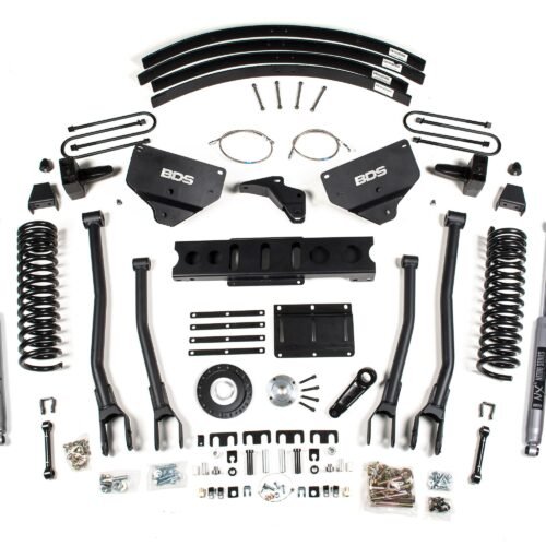 8 Inch Lift Kit w/ 4-Link Ram 3500 13-18 4WD Diesel 5 Inch Block Add A Leaf 8 Bolt Indexing Ring NX2 Nitro Shocks