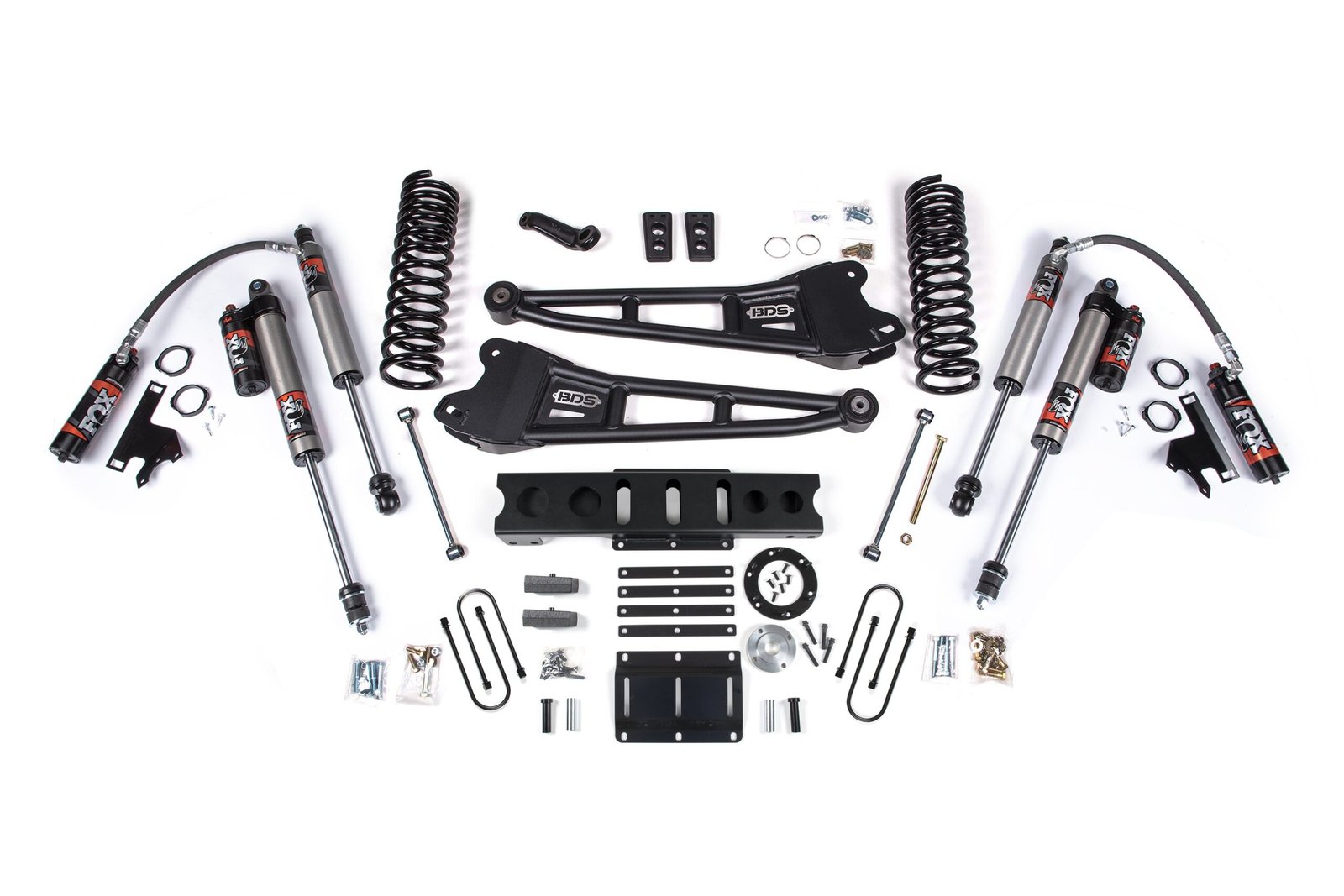 13-18 Ram 3500 4WD (Diesel) 6 Inch Radius Arm Suspension Lift Kit, 4.5 Inch Rear Lift, Leaf Spring, 8 Bolt - Fox 2.5 Performance Series Shocks BDS Suspension