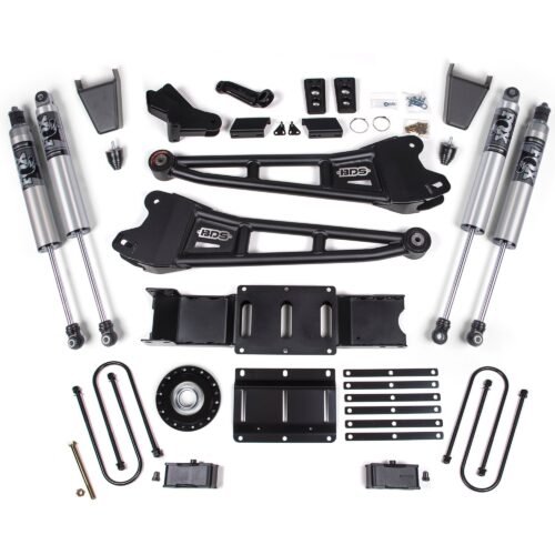 25-26 Ram 3500 (Diesel) 4 Inch Radius Arm Suspension Lift Kit W/ Indexing Ring, 2 Inch Rear Lift, Block W/ Overload - Fox 2.5 PES C/O, Fox 2.5 IFP PS Shocks BDS Suspension