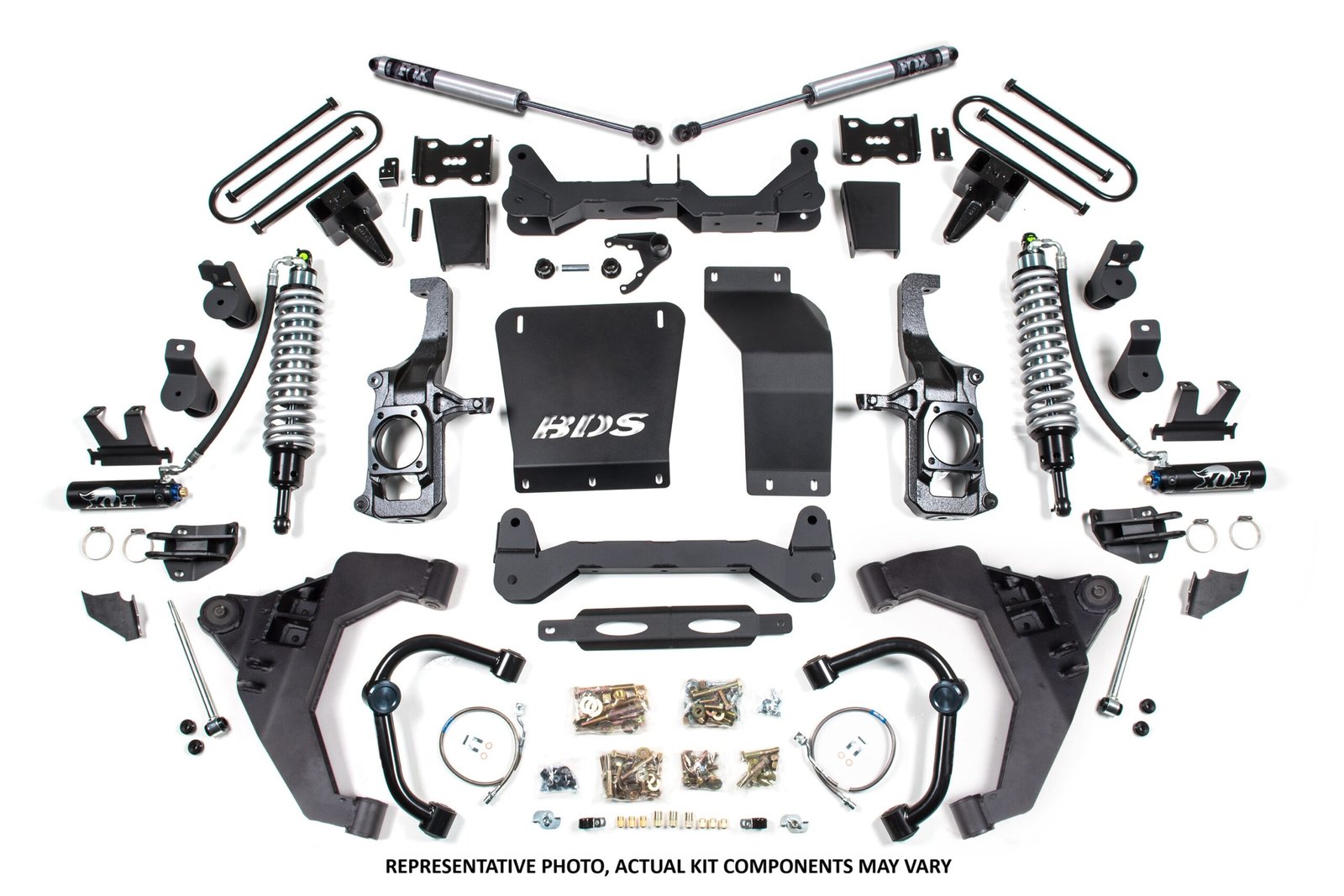 11-19 Chevrolet Silverado 2500HD/3500HD - GMC Sierra 2500HD/3500HD 4WD (Diesel) 6.5 Inch Coilover Conversion Kit, 3 Inch Rear Lift, Block with Overload - Fox 2.5 Performance Elite Series C/O, Fox 2.0 IFP Performance Series Shocks BDS Suspension